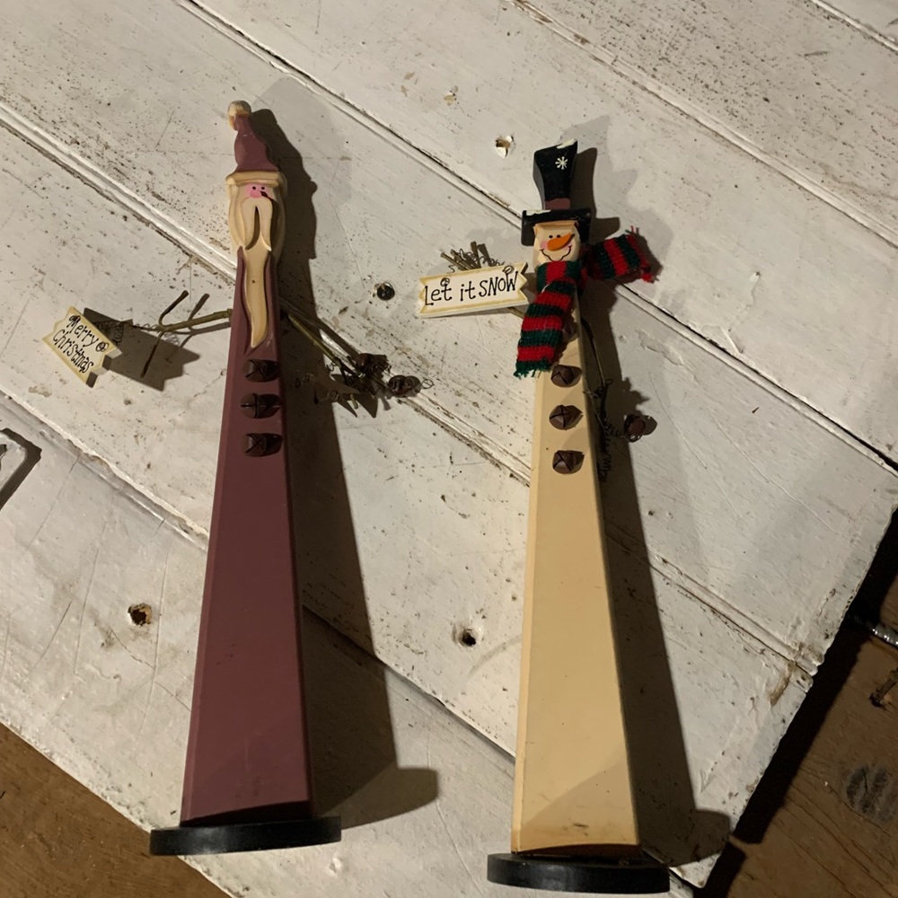 Rustic Santa and Snowman - wood Christmas